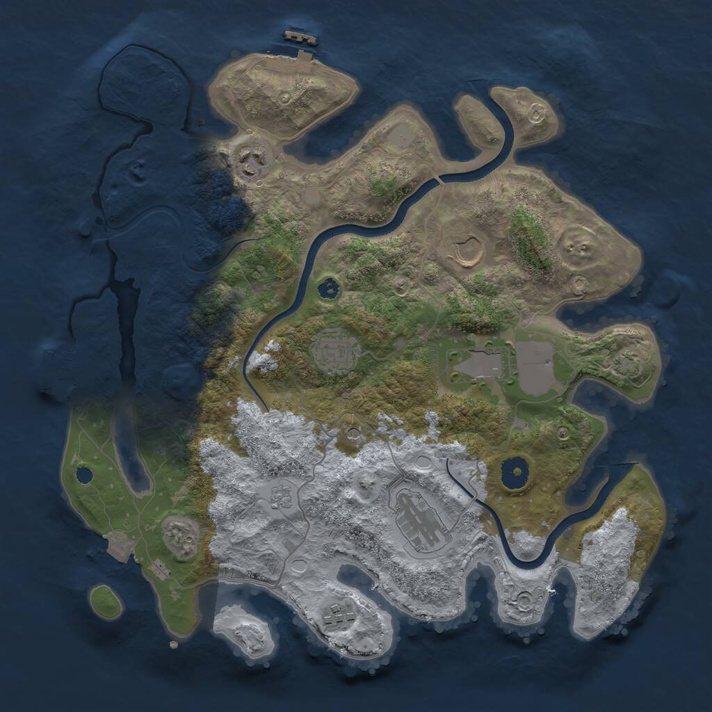 Rust Map: Procedural Map, Size: 3500, Seed: 69746, 12 Monuments