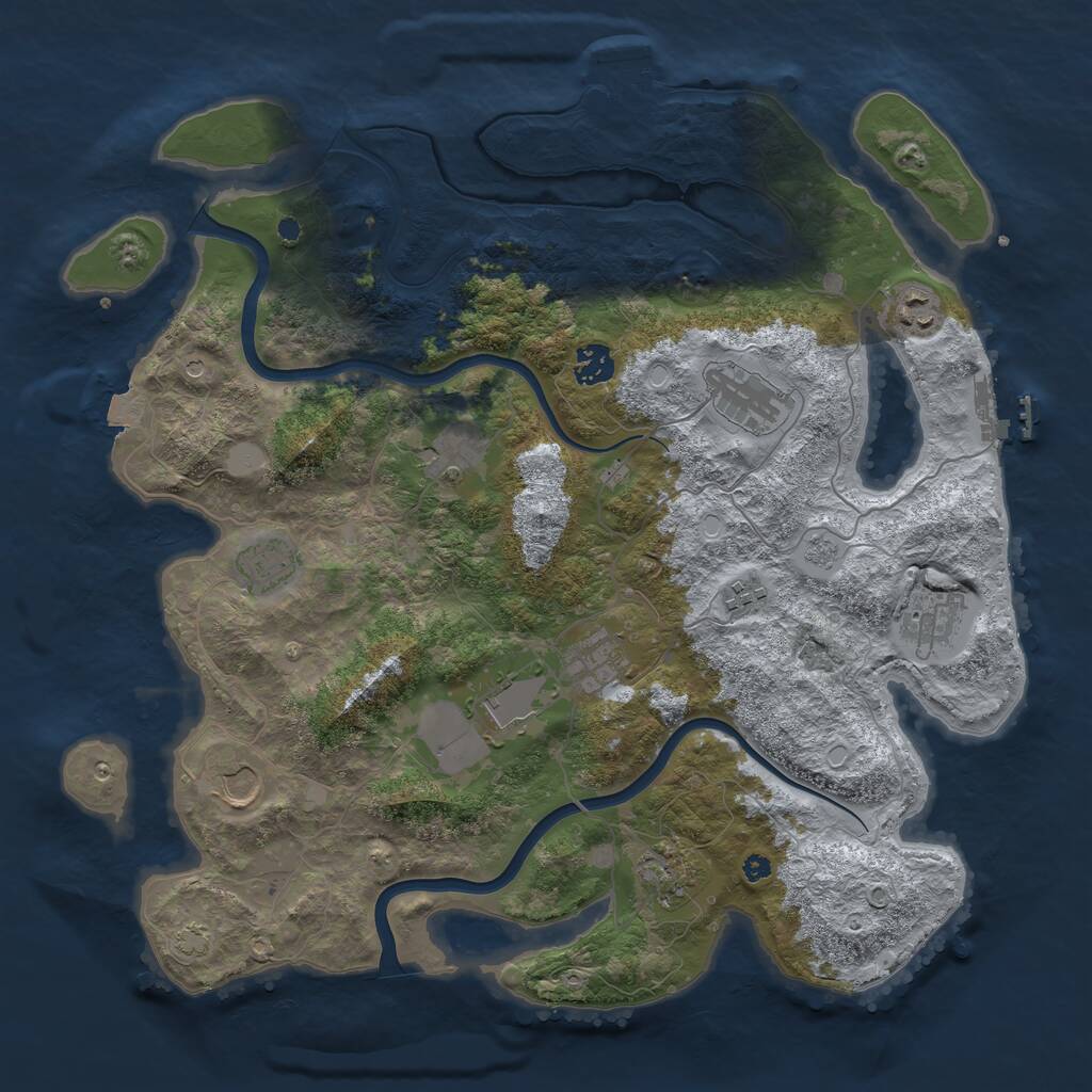 Rust Map: Procedural Map, Size: 3950, Seed: 951251915, 17 Monuments
