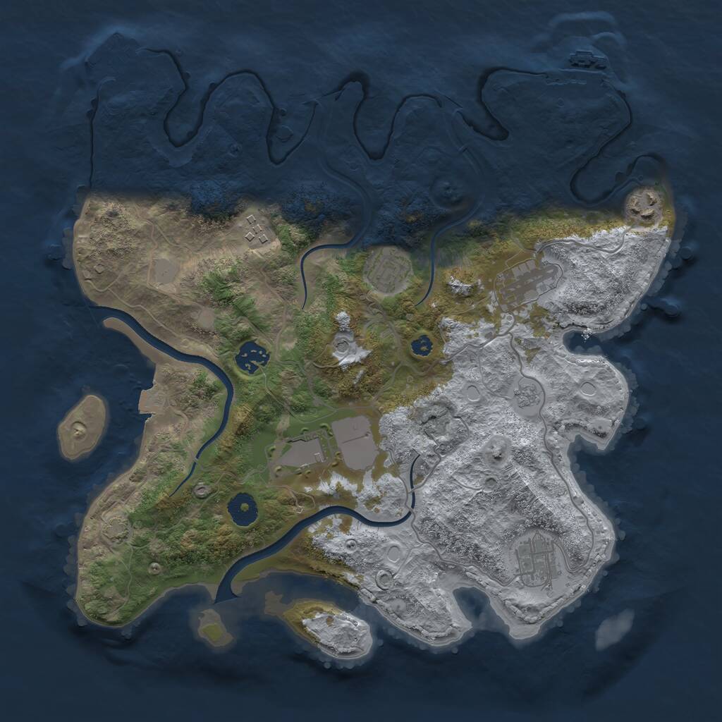 Rust Map: Procedural Map, Size: 3500, Seed: 1951377, 13 Monuments