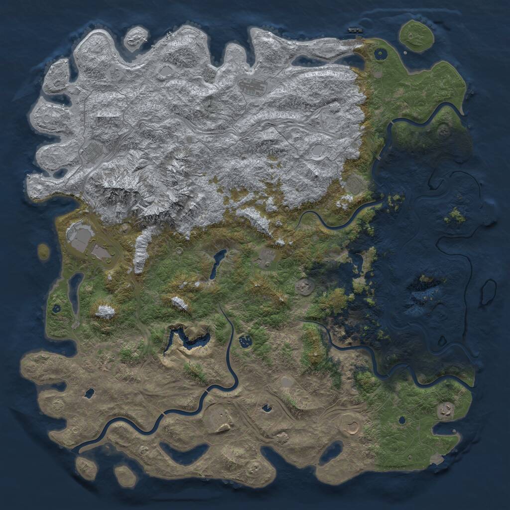 Rust Map: Procedural Map, Size: 6000, Seed: 32474, 17 Monuments