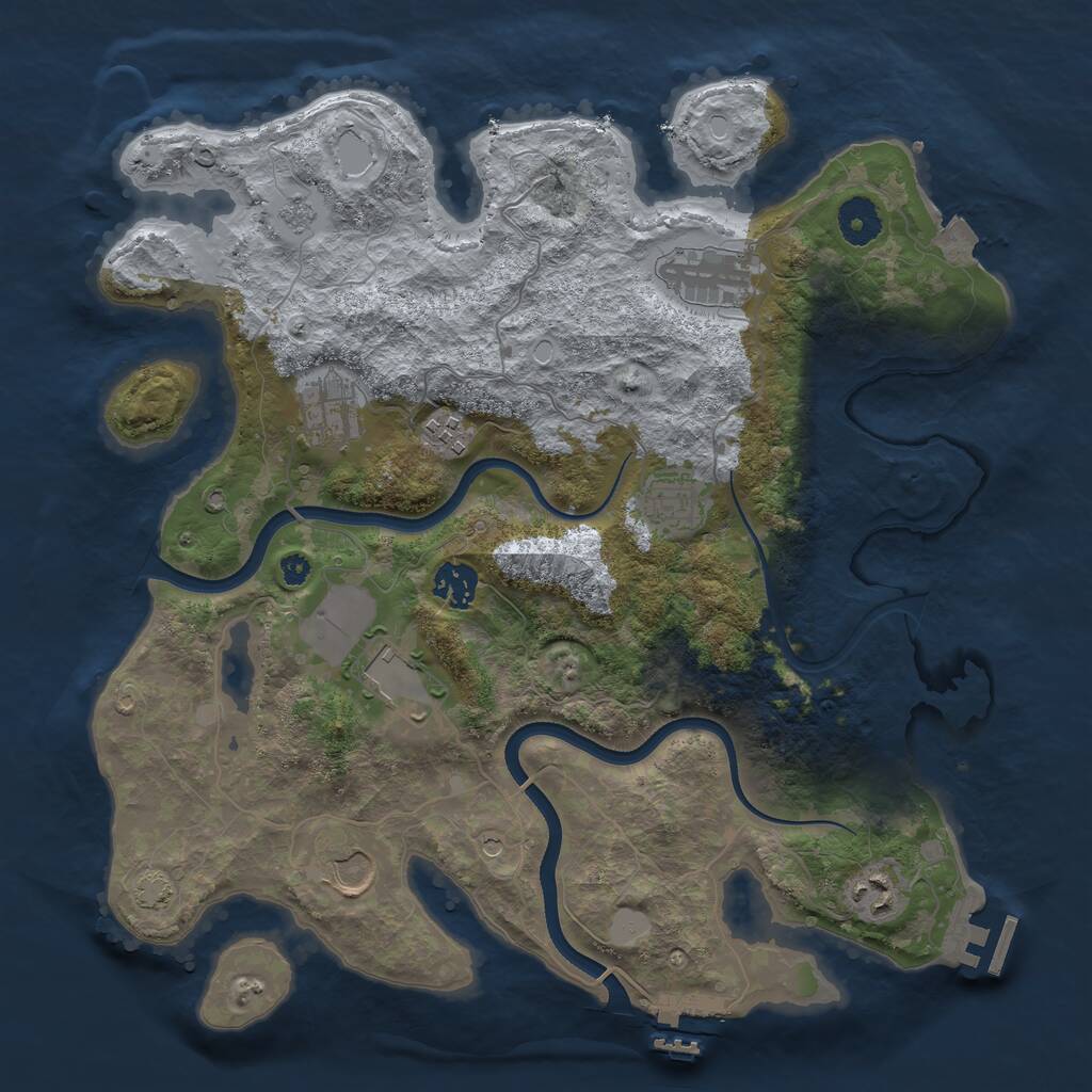 Rust Map: Procedural Map, Size: 3624, Seed: 28498, 14 Monuments