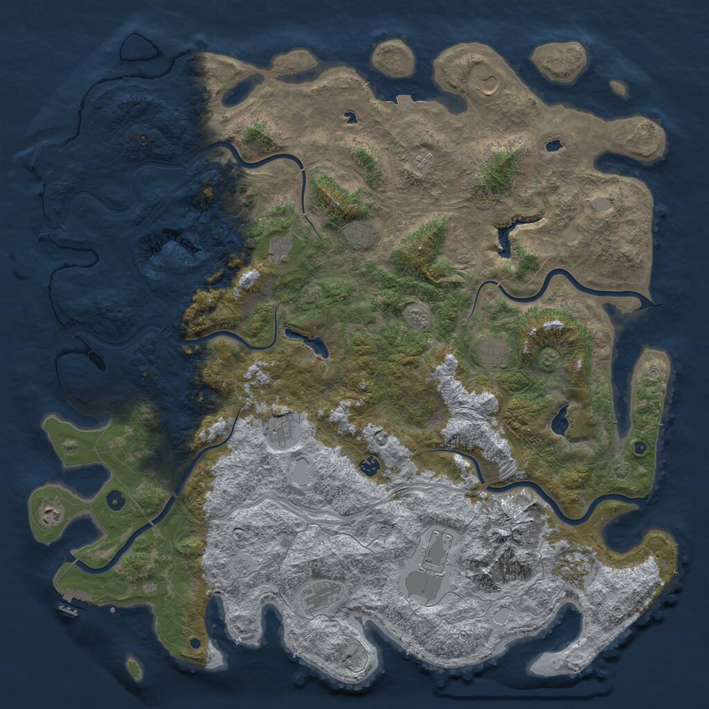 Rust Map: Procedural Map, Size: 5500, Seed: 999, 17 Monuments