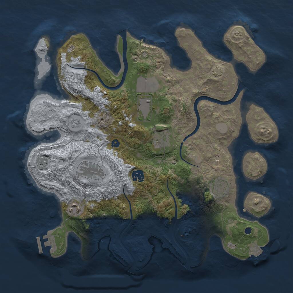 Rust Map: Procedural Map, Size: 3500, Seed: 1874216500, 12 Monuments