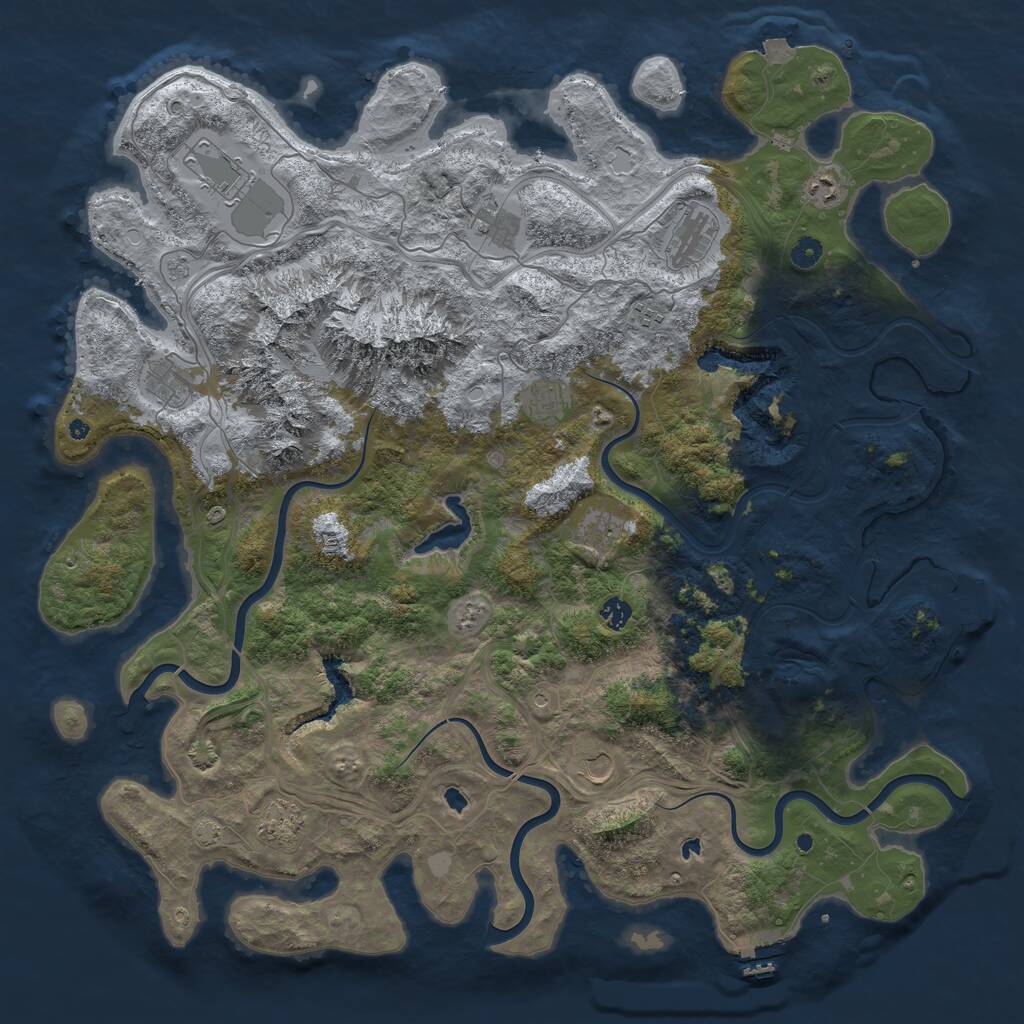 Rust Map: Procedural Map, Size: 5000, Seed: 77865, 17 Monuments