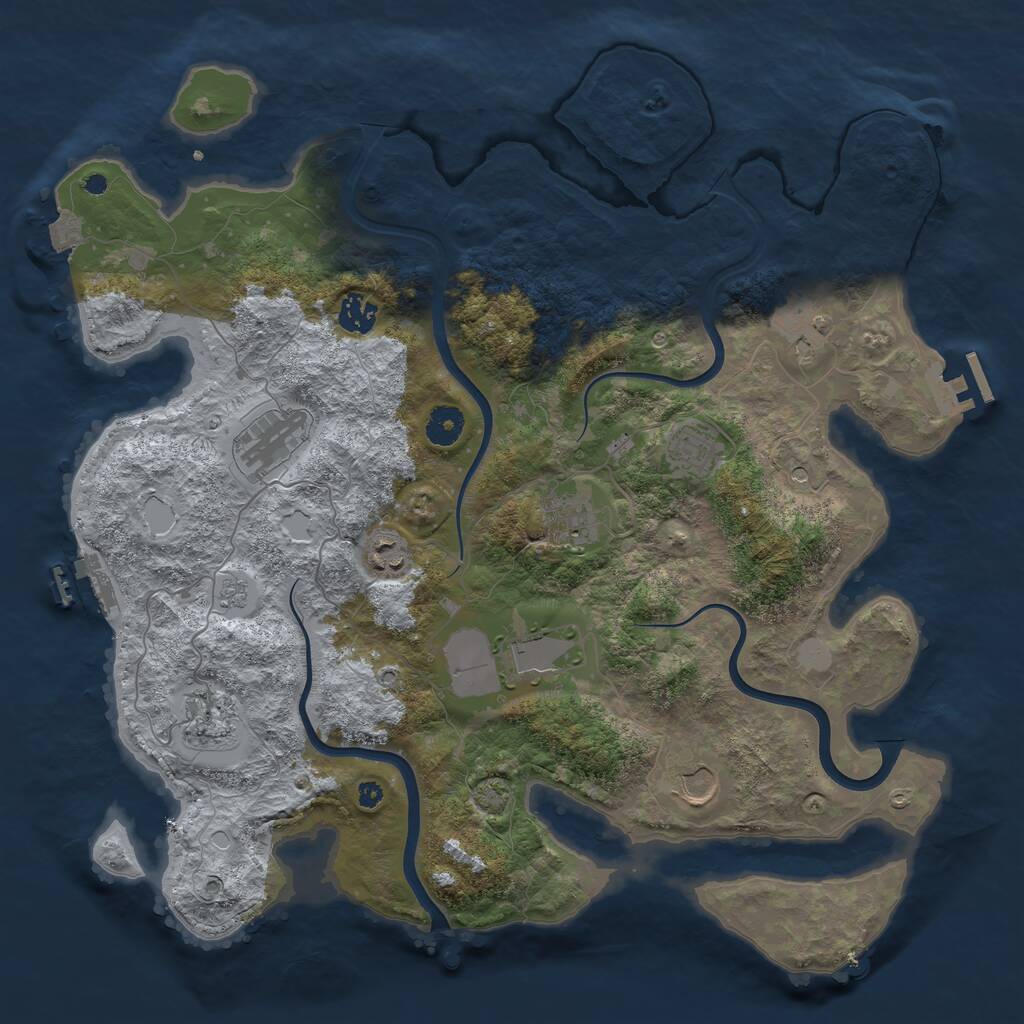 Rust Map: Procedural Map, Size: 3950, Seed: 725178250, 15 Monuments