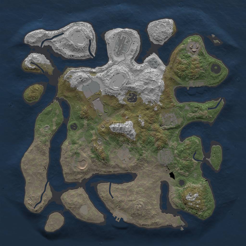 Rust Map: Procedural Map, Size: 3684, Seed: 28498, 17 Monuments