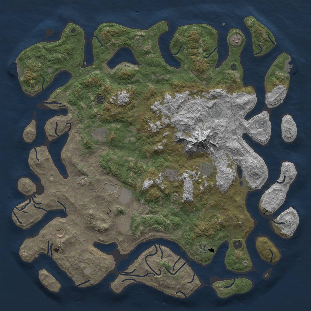 Rust Map: Procedural Map, Size: 5500, Seed: 1111, 19 Monuments