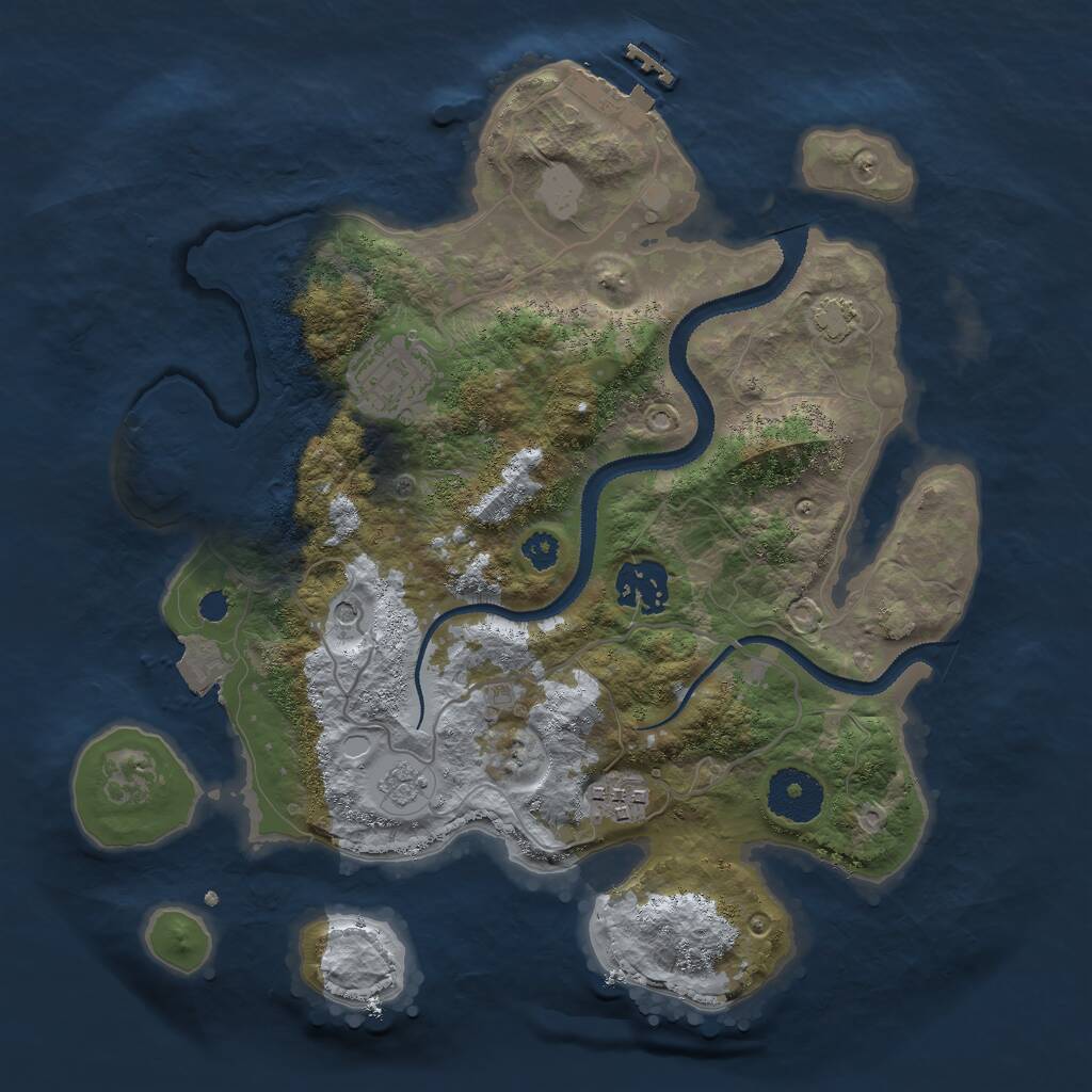 Rust Map: Procedural Map, Size: 3000, Seed: 423366, 8 Monuments