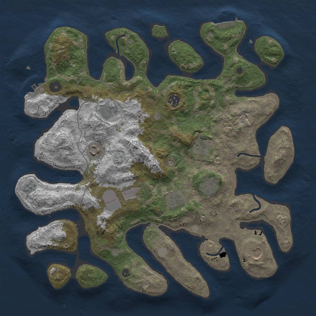 Rust Map: Procedural Map, Size: 4000, Seed: 1385846324, 17 Monuments