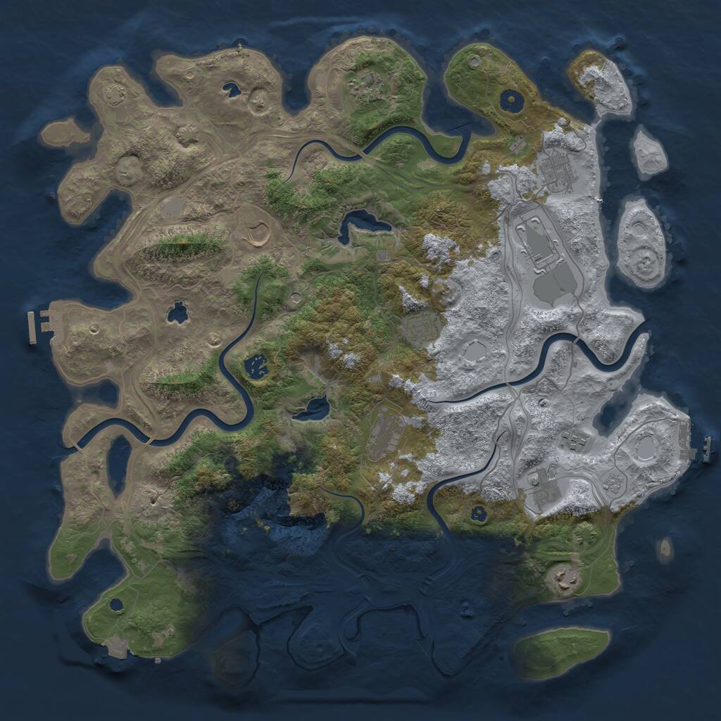 Rust Map: Procedural Map, Size: 4500, Seed: 45623, 16 Monuments
