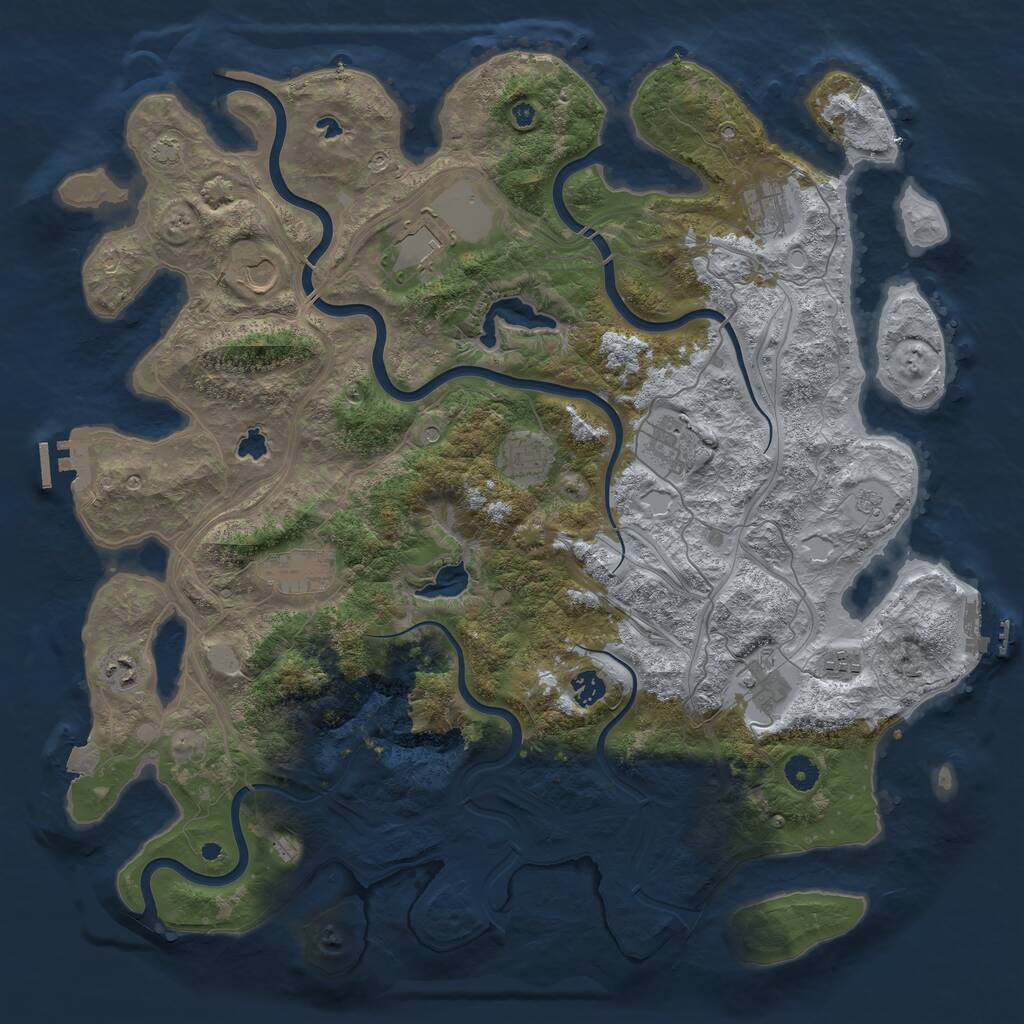 Rust Map: Procedural Map, Size: 4500, Seed: 45623, 16 Monuments