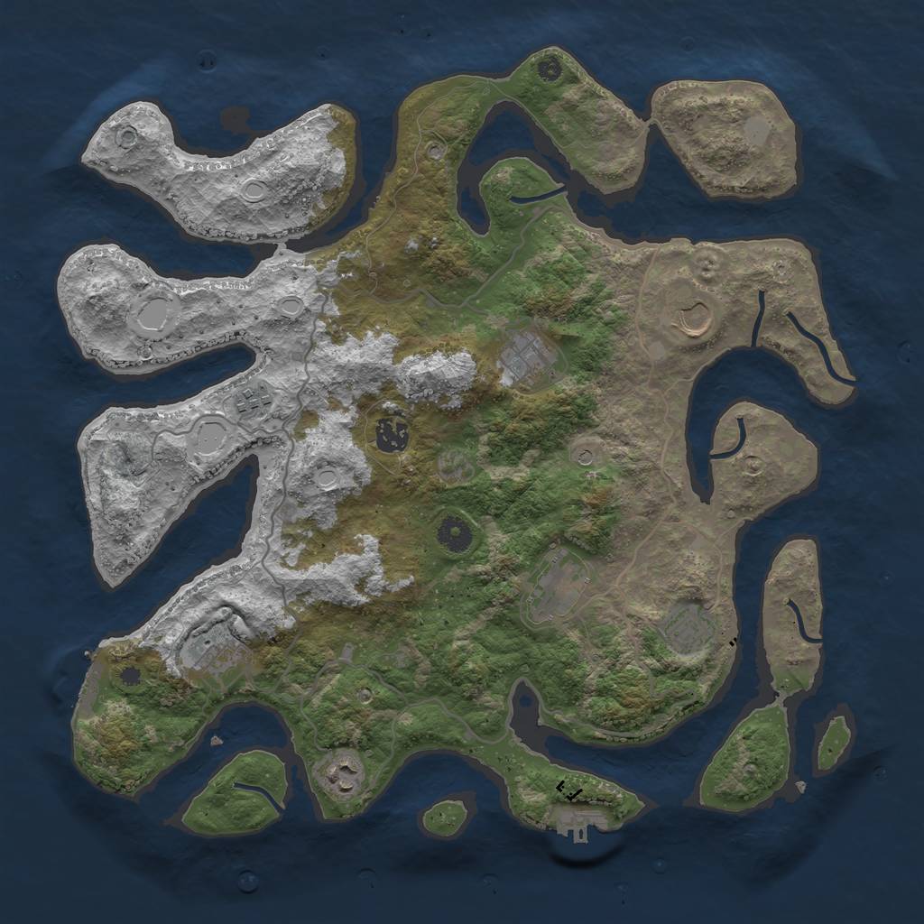 Rust Map: Procedural Map, Size: 4000, Seed: 51251, 16 Monuments