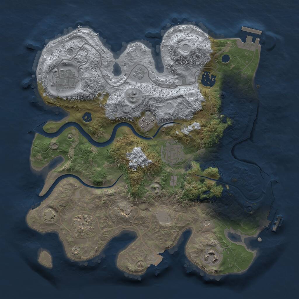 Rust Map: Procedural Map, Size: 3000, Seed: 279794, 12 Monuments