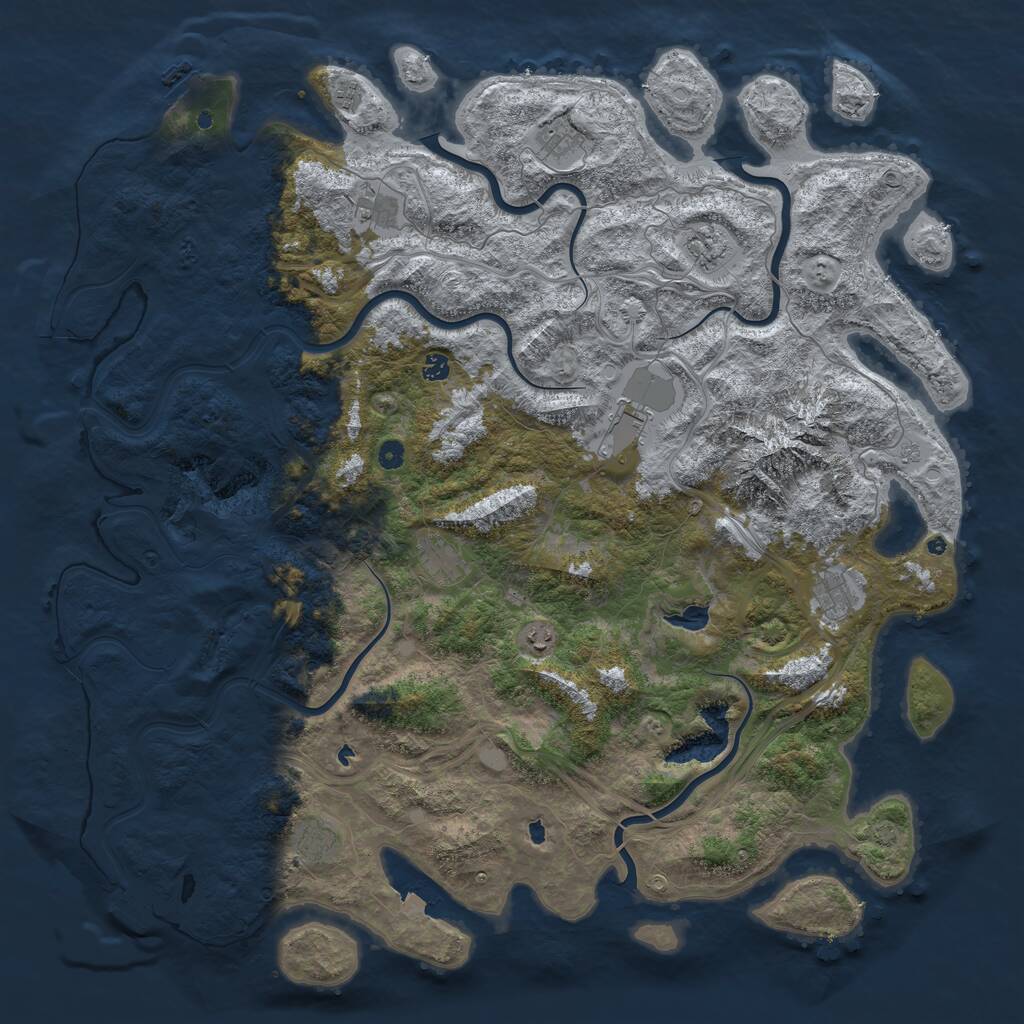 Rust Map: Procedural Map, Size: 5500, Seed: 3333, 16 Monuments