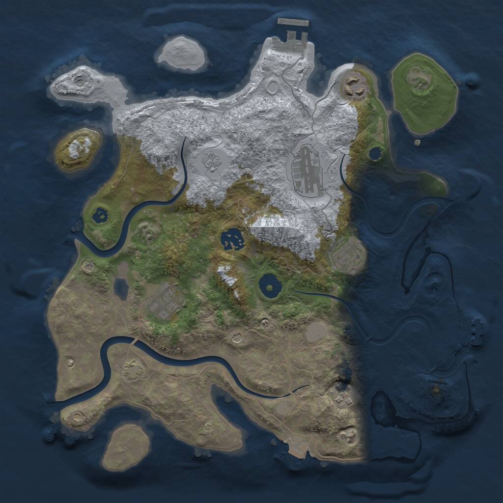 Rust Map: Procedural Map, Size: 3255, Seed: 28498, 12 Monuments