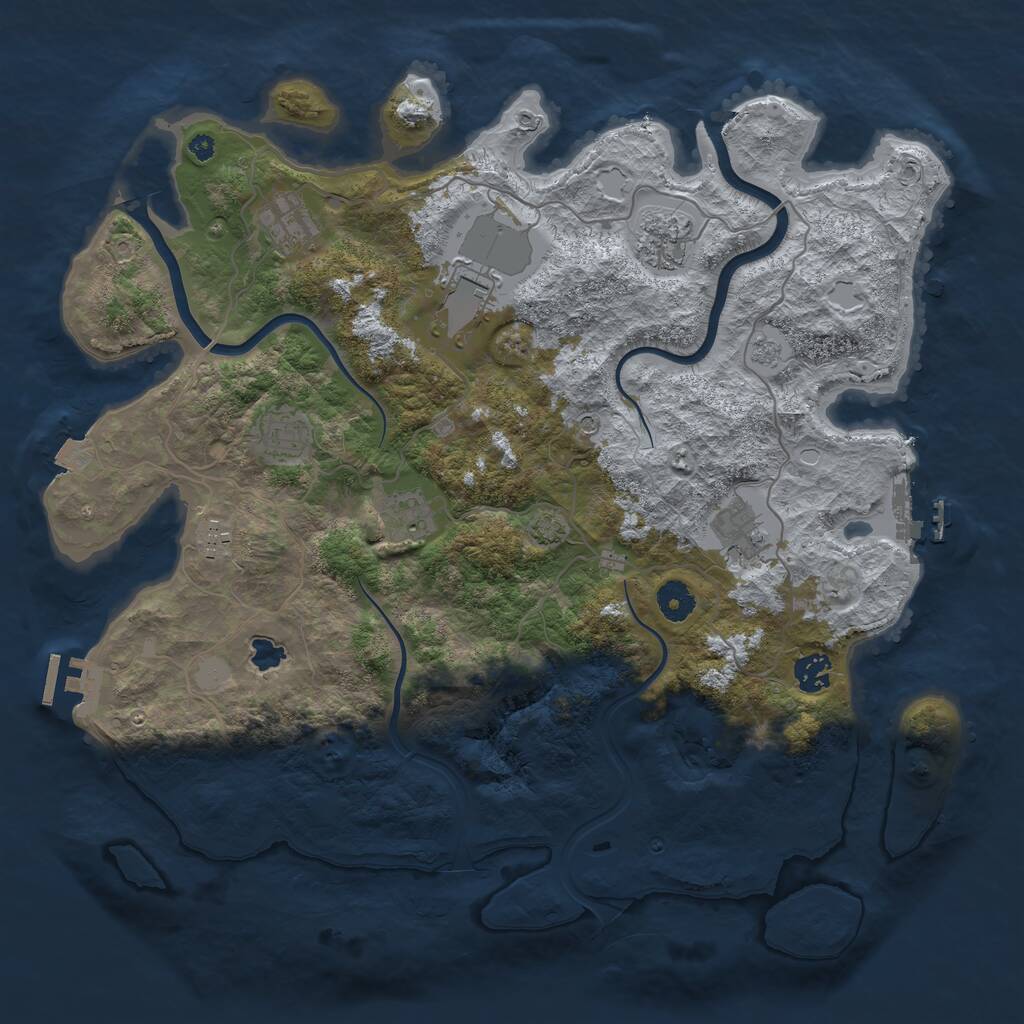 Rust Map: Procedural Map, Size: 4000, Seed: 1266623649, 14 Monuments