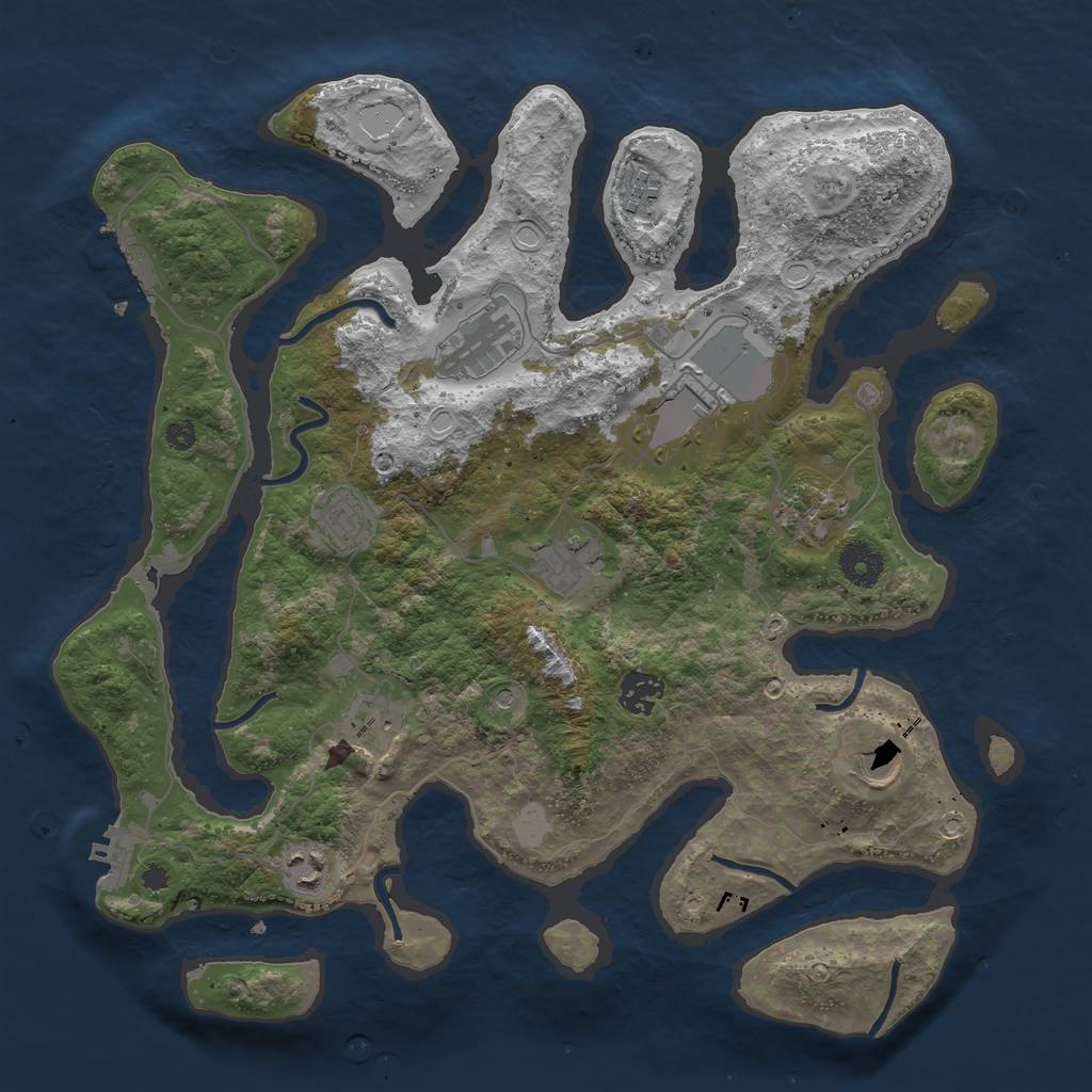 Rust Map: Procedural Map, Size: 3700, Seed: 1490424727, 18 Monuments