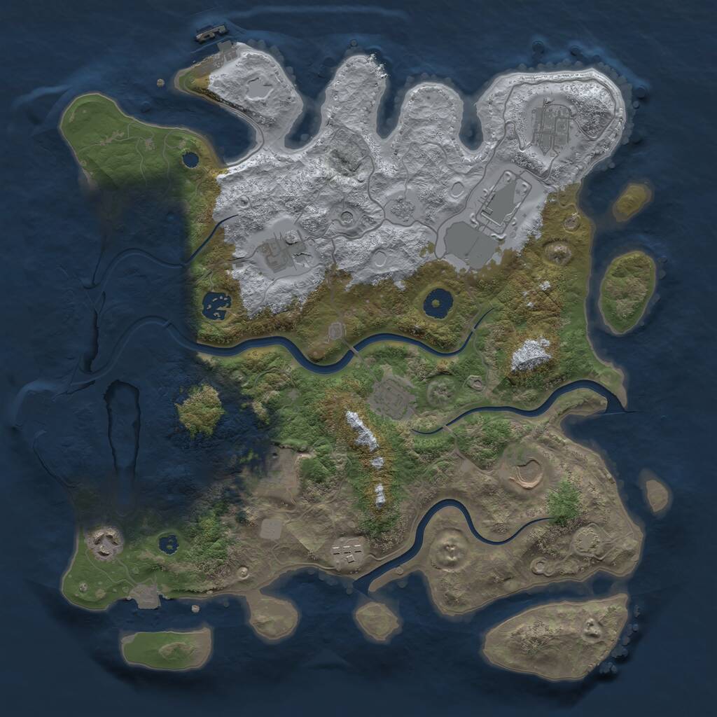 Rust Map: Procedural Map, Size: 3700, Seed: 1490424727, 15 Monuments