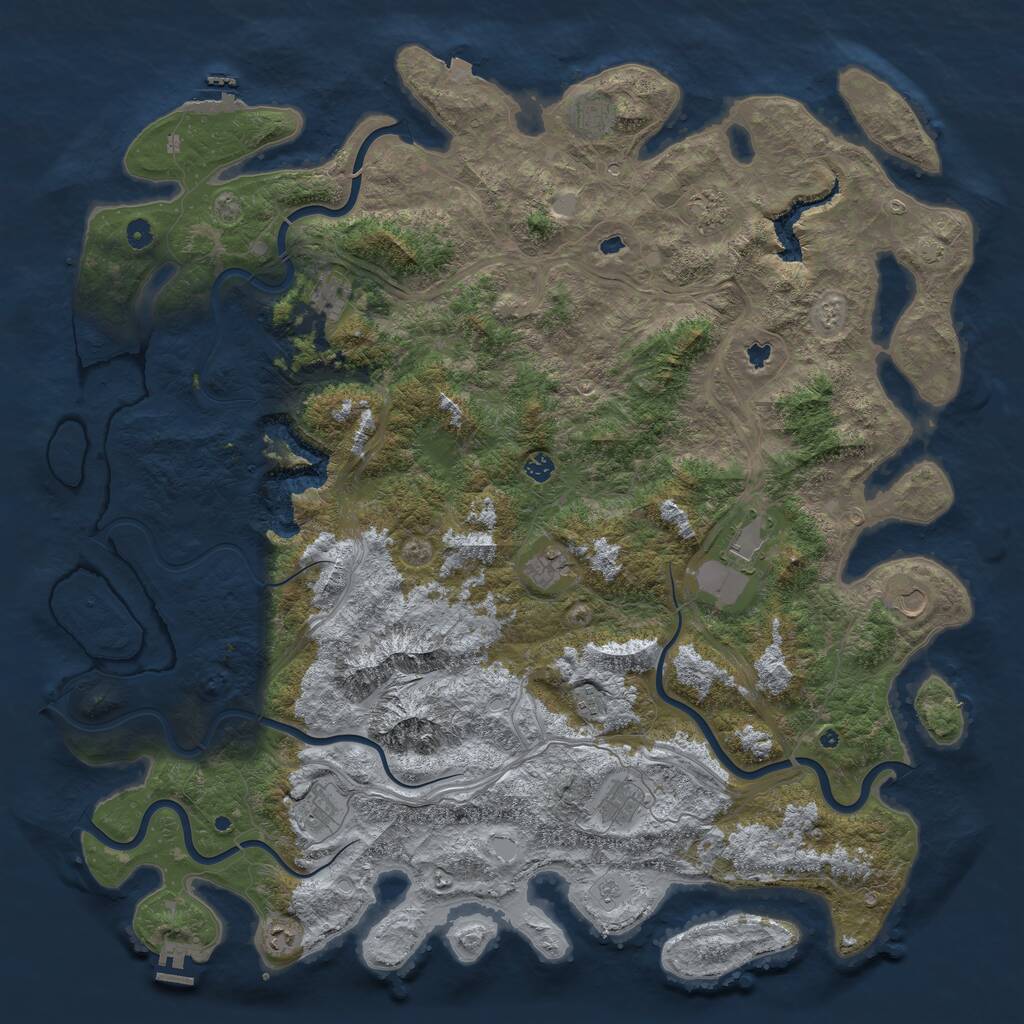 Rust Map: Procedural Map, Size: 5500, Seed: 4444, 17 Monuments