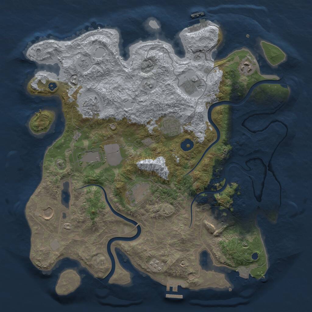 Rust Map: Procedural Map, Size: 3754, Seed: 28498, 15 Monuments