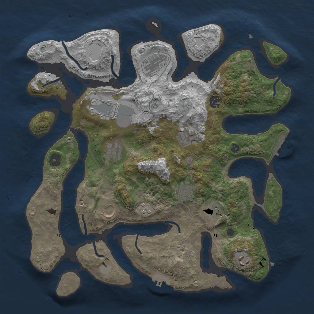 Rust Map: Procedural Map, Size: 3754, Seed: 28498, 18 Monuments