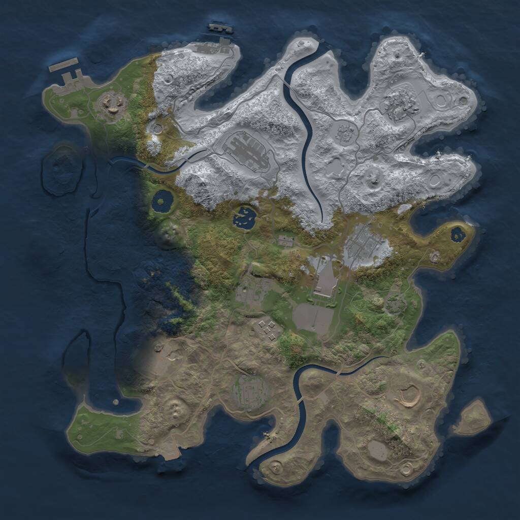 Rust Map: Procedural Map, Size: 3500, Seed: 952316706, 17 Monuments
