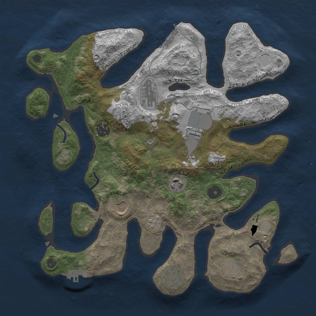 Rust Map: Procedural Map, Size: 3500, Seed: 952316706, 16 Monuments