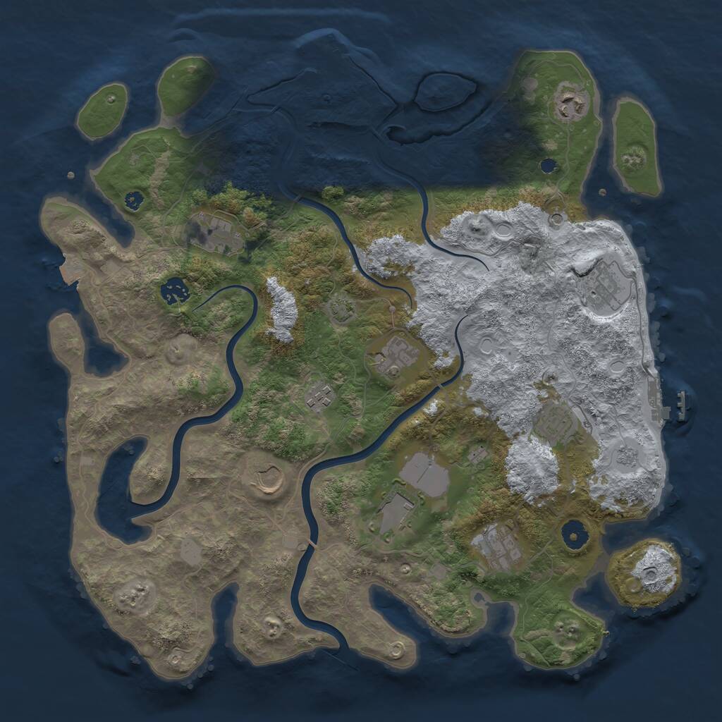 Rust Map: Procedural Map, Size: 3950, Seed: 475780321, 16 Monuments