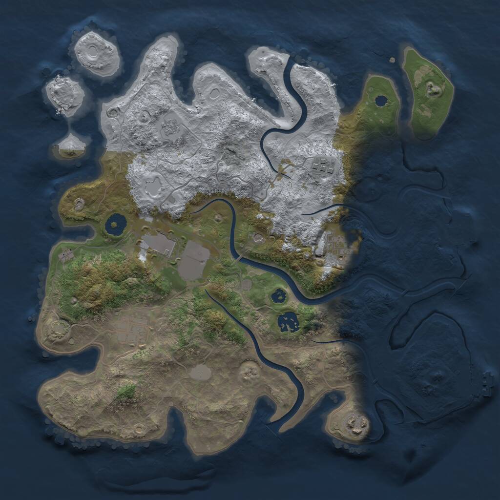 Rust Map: Procedural Map, Size: 3500, Seed: 74858585, 12 Monuments