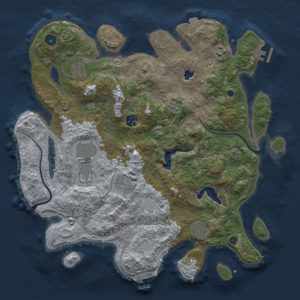 Rust Map: Procedural Map, Size: 4000, Seed: 2017271911, 13 Monuments