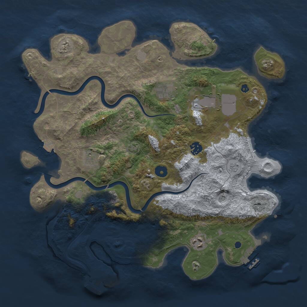 Rust Map: Procedural Map, Size: 3750, Seed: 169736561, 12 Monuments