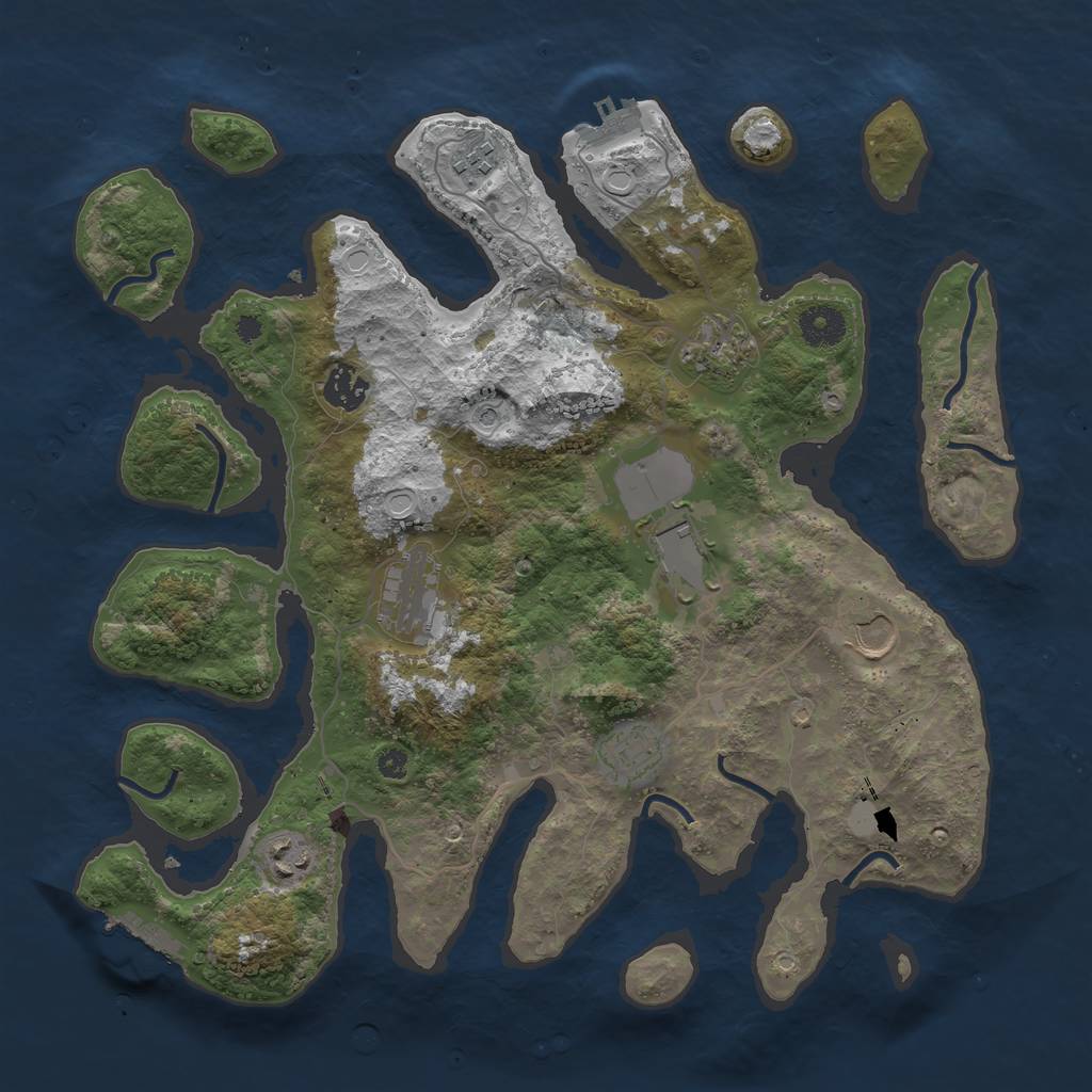 Rust Map: Procedural Map, Size: 3700, Seed: 1032063047, 16 Monuments