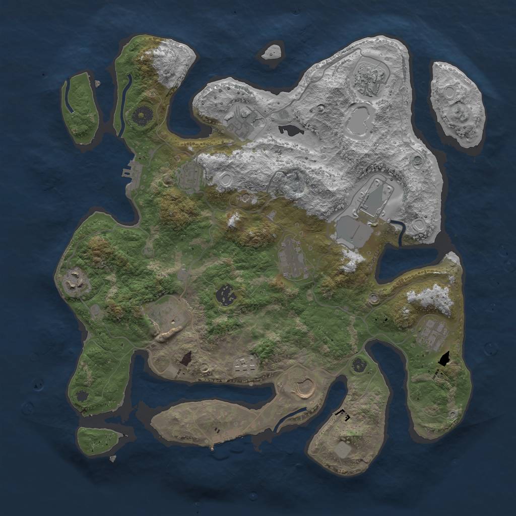 Rust Map: Procedural Map, Size: 3850, Seed: 485634312, 19 Monuments