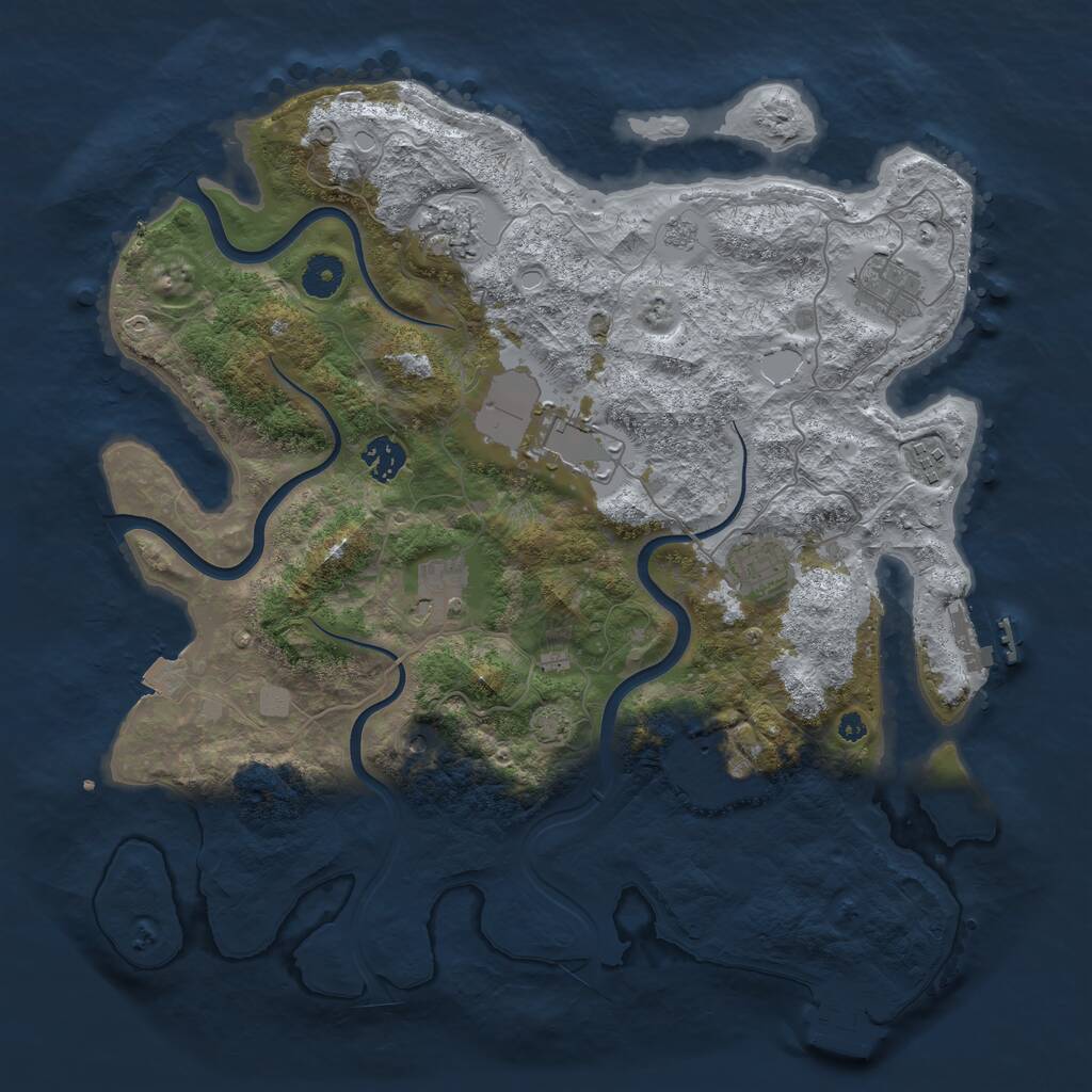 Rust Map: Procedural Map, Size: 3850, Seed: 351851903, 14 Monuments