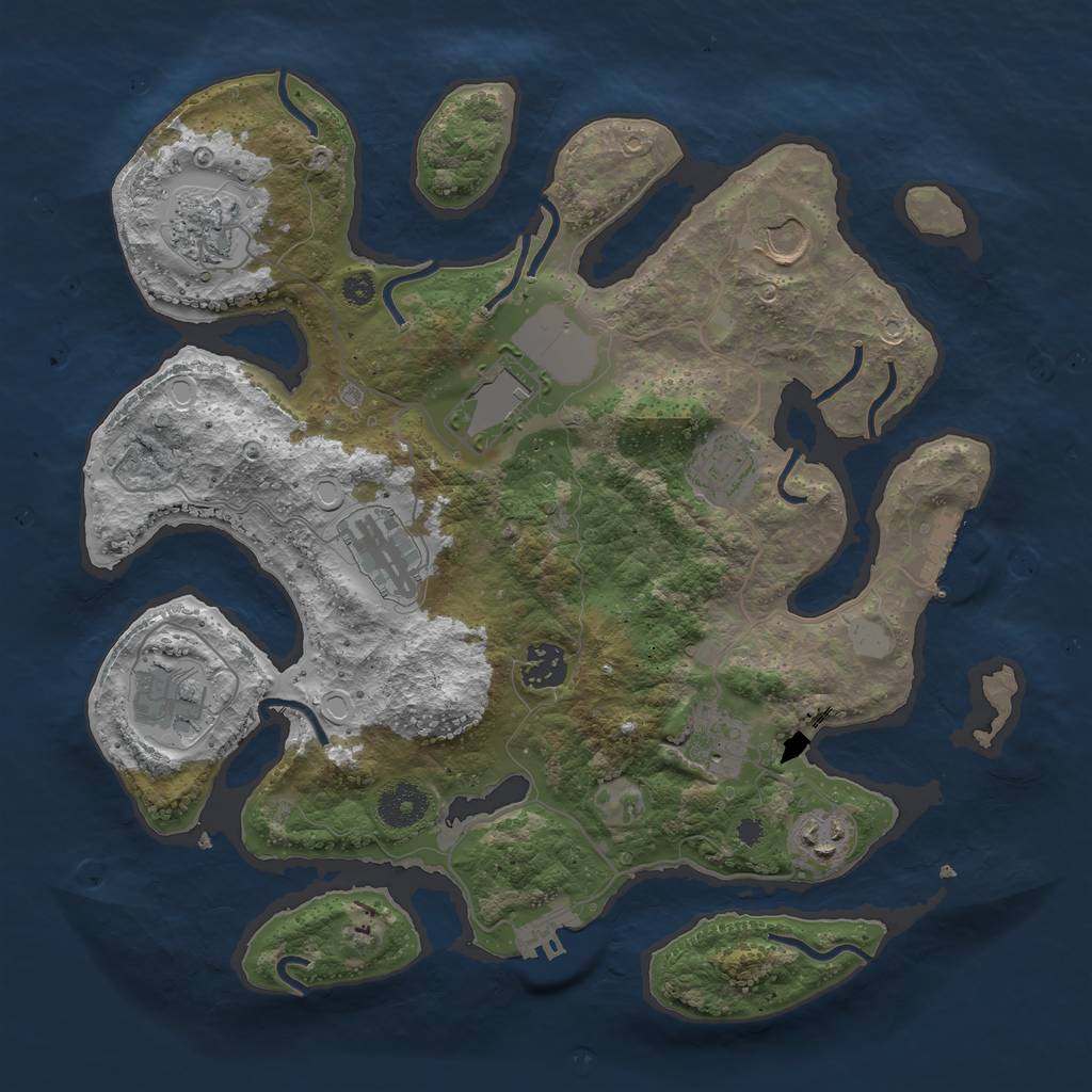 Rust Map: Procedural Map, Size: 3500, Seed: 1646012516, 16 Monuments