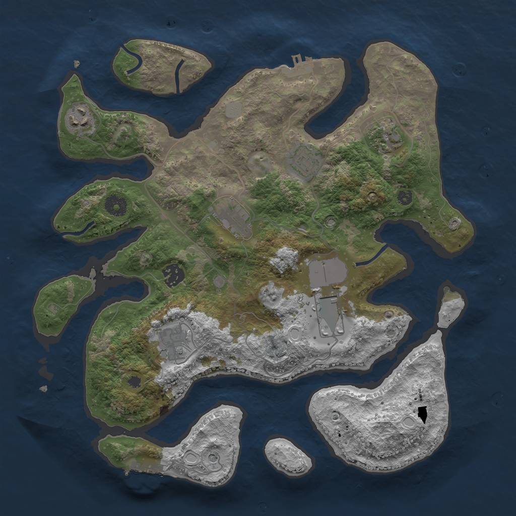 Rust Map: Procedural Map, Size: 3500, Seed: 712375, 15 Monuments