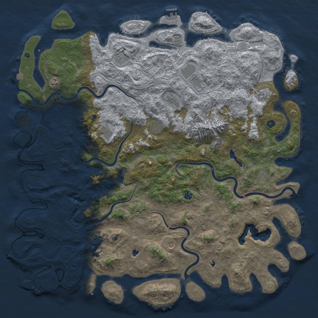 Rust Map: Procedural Map, Size: 6000, Seed: 12094375, 17 Monuments