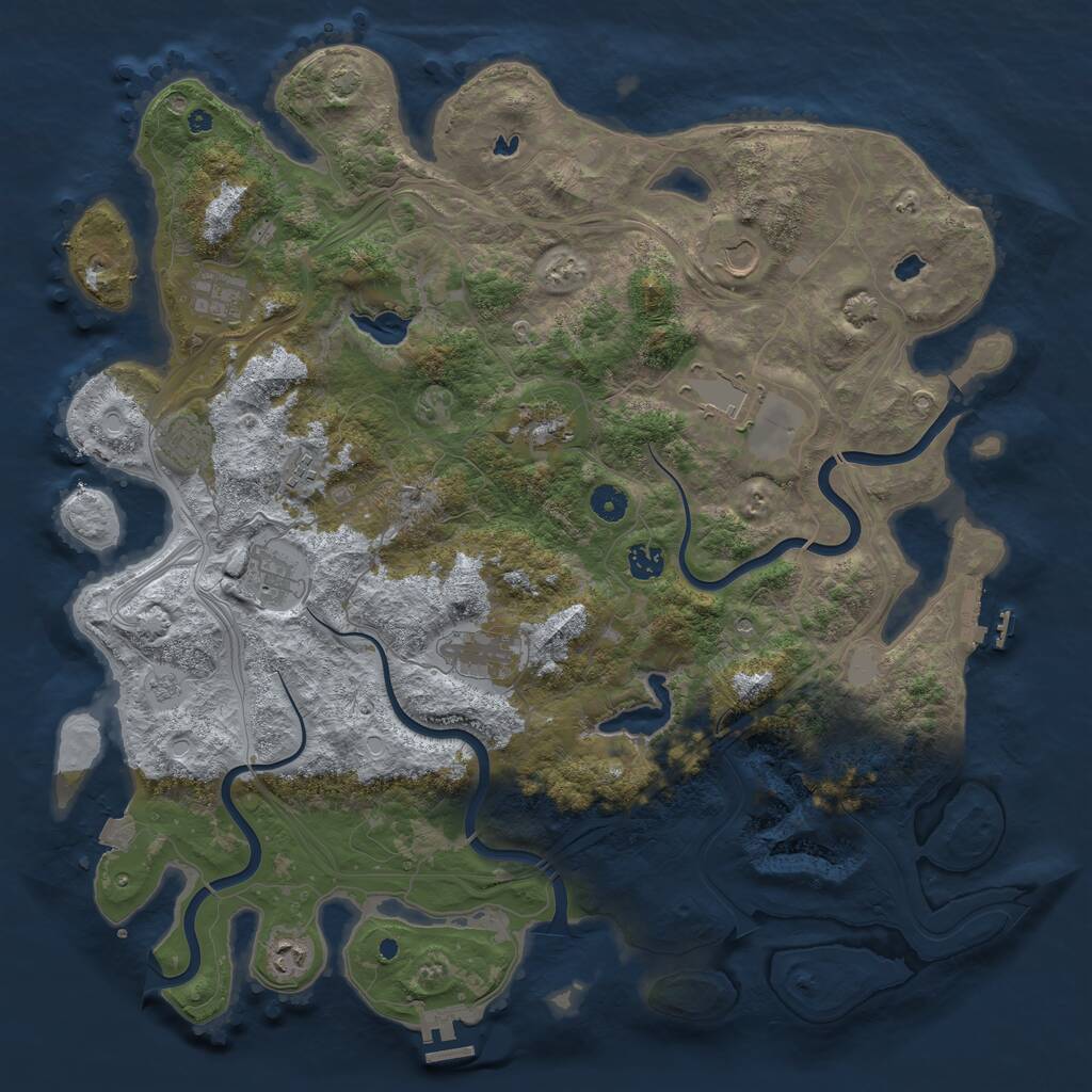 Rust Map: Procedural Map, Size: 4500, Seed: 14527, 16 Monuments
