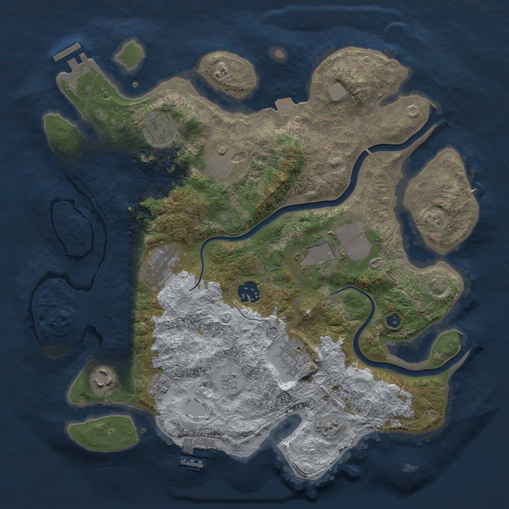 Rust Map: Procedural Map, Size: 3500, Seed: 2516, 14 Monuments