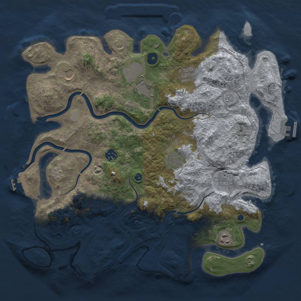 Rust Map: Procedural Map, Size: 3950, Seed: 1092883526, 15 Monuments