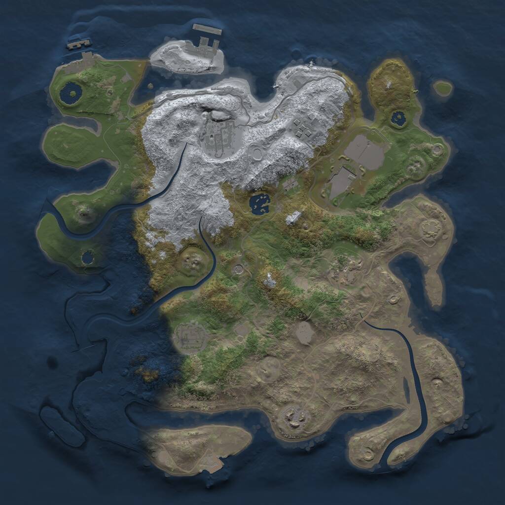 Rust Map: Procedural Map, Size: 3500, Seed: 1107224718, 12 Monuments