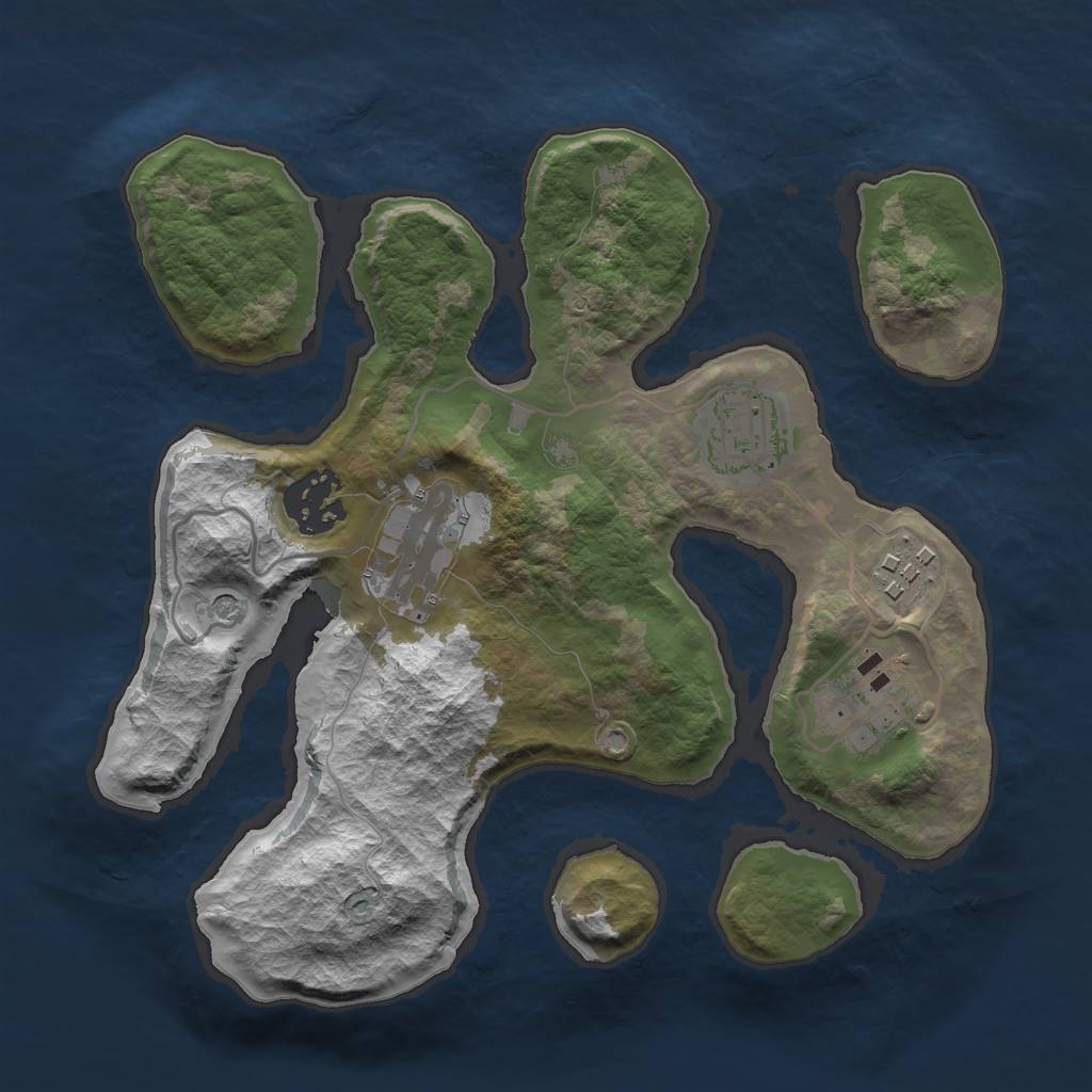 Rust Map: Barren, Size: 2600, Seed: 4335533, 8 Monuments