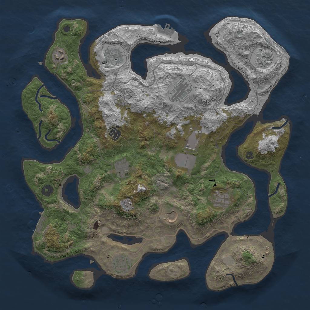 Rust Map: Procedural Map, Size: 4000, Seed: 40930456, 19 Monuments