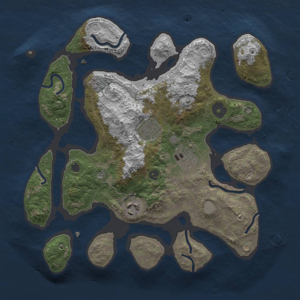 Rust Map: Procedural Map, Size: 3000, Seed: 865310, 10 Monuments