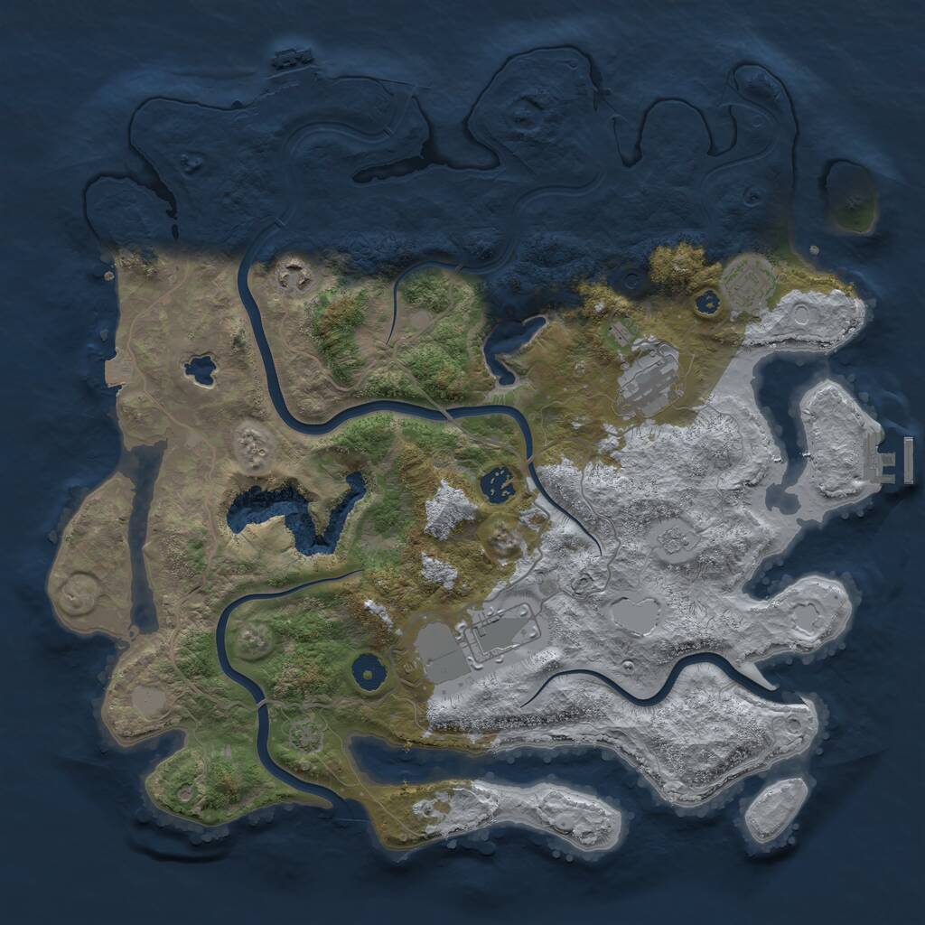 Rust Map: Procedural Map, Size: 4000, Seed: 443668, 11 Monuments