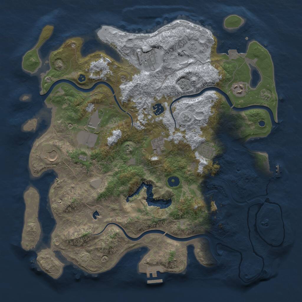 Rust Map: Procedural Map, Size: 4000, Seed: 117059, 14 Monuments