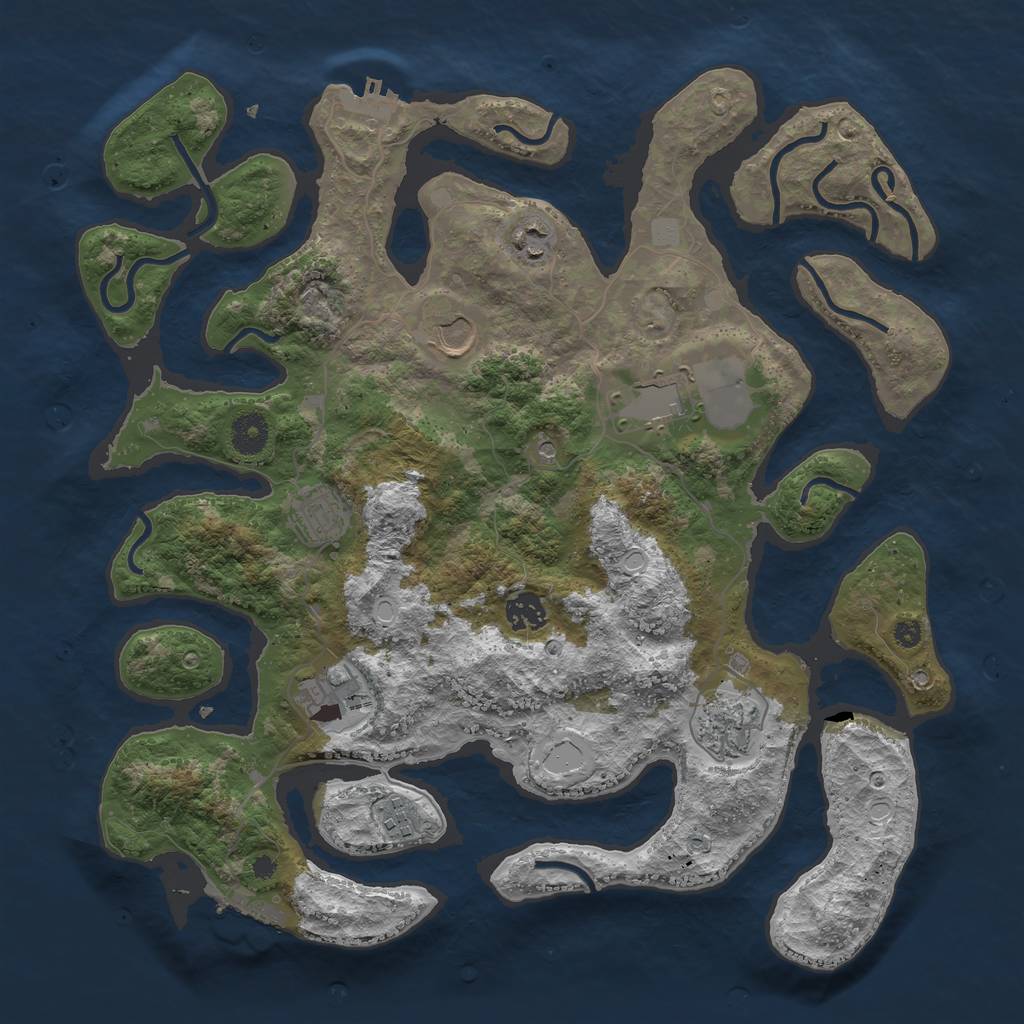 Rust Map: Procedural Map, Size: 3850, Seed: 1105149066, 16 Monuments