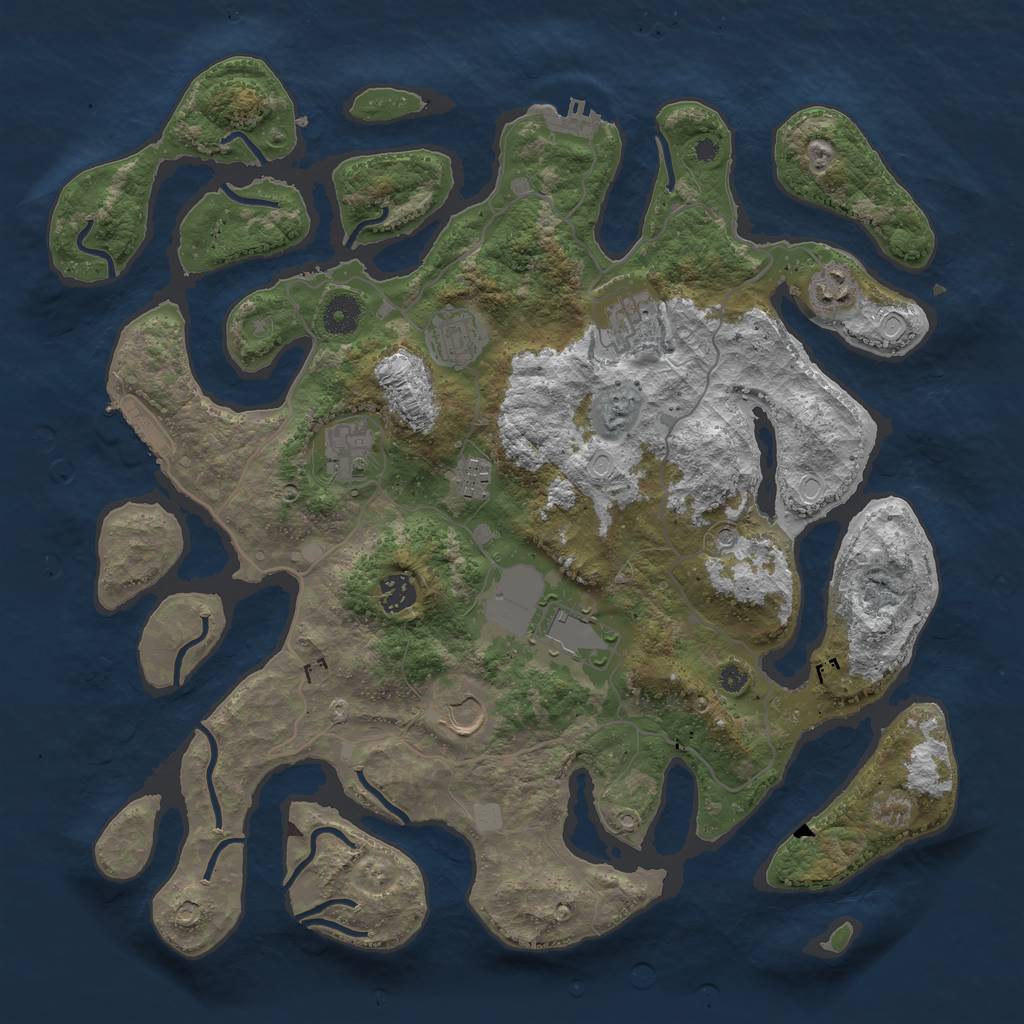 Rust Map: Procedural Map, Size: 4000, Seed: 234526, 16 Monuments
