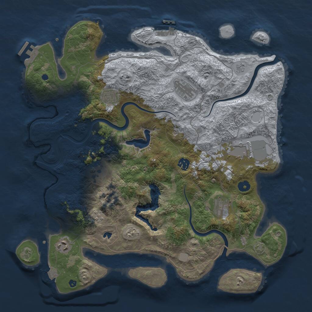 Rust Map: Procedural Map, Size: 4000, Seed: 424740, 14 Monuments
