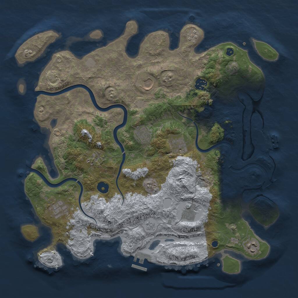 Rust Map: Procedural Map, Size: 3850, Seed: 623682851, 15 Monuments